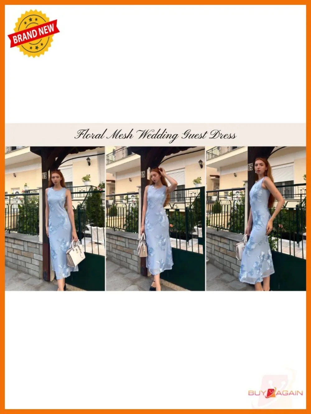 Sleeveless Mesh Bodycon Midi Dress Floral Applique Wedding Guest